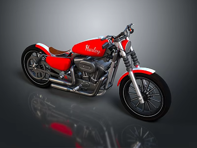 Naken Red Motorcycle Featuring White Accents Black Wheels And Chrome Exhaust Pipes 3d model