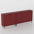 Modern Red Entryway Side Cabinet With Matte Finish And Black Metal Legs