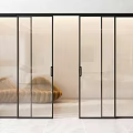 Modern Black Frame Glass Sliding Doors For Contemporary Interior Design 3d model