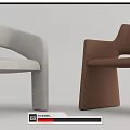 Modern Accent Chairs In Light Gray And Brown Fabric With Stylish Armrest Design For Living Room Decor