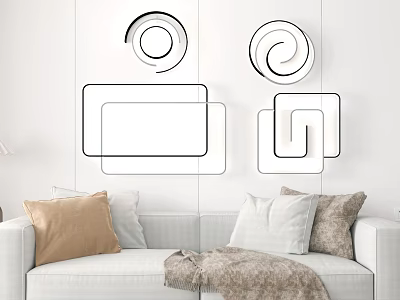 Modern Geometric Black Line Design Ceiling Lights For Living Room With White Wall Decor 3d model