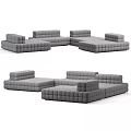 Gray Modular Sectional Sofa With Tufted Design For Living Room Multiple Configurations 3d model