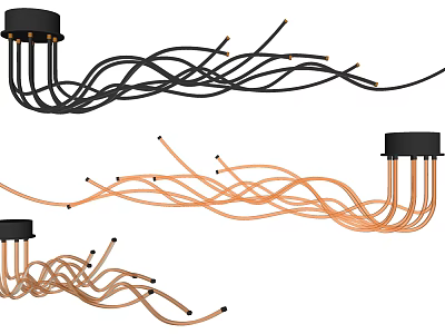 Modern Ceiling Light Design With Black And Copper Twisted Wires For Stylish Home Interior 3d model