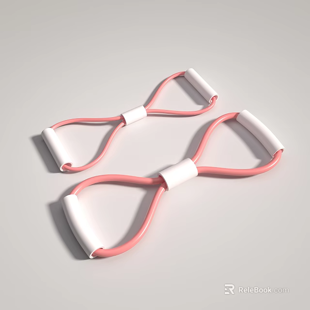 Pink White Resistance Bands With Ergonomic Handles For Fitness Exercise Training 3d model 