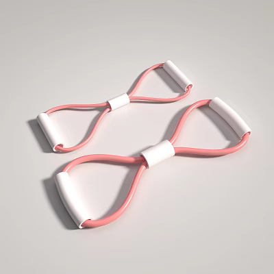Pink White Resistance Bands With Ergonomic Handles For Fitness Exercise Training 3d model