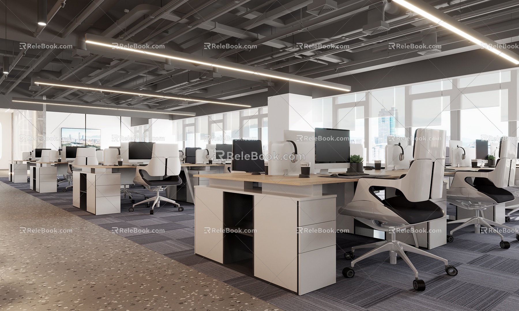 modern public office area office space 3d model