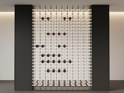 Modern Wine Rack Design With Black Frame And Glass Bottle Storage 3d model