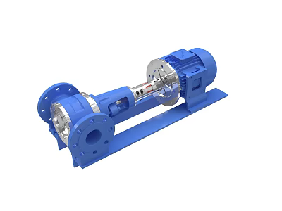 Industrial Centrifugal Pump With Motor And Steel Pump Body Base Mechanical Components 3d model