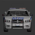 NYPD Police Car With Blue Stripes And Emergency Lights On Top