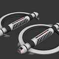 Sci Fi Ring Shaped Weapon With Silver Black Body And Red Indicator Lights 3d model