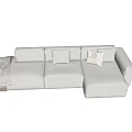 Modern White Multi Seater Sofa With Plush Cushions And Throw Blanket