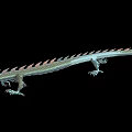 Detailed Mythical Dragon Tail With Green And Red Scales And Claws On Black Background