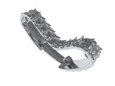 Silver Spiked Metal Decorative Cuff Accessory With Intricate Design Details 3d model
