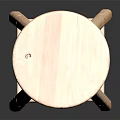 Wooden Bar Stool With Light Colored Round Seat And Crossed Leg Structure