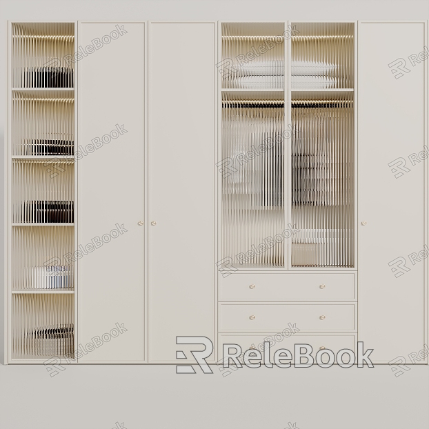 French Cream Style Wardrobe Glass Wardrobe model