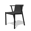 Modern Black Dining Chair With Armrest And Simple Design Structure 3d model