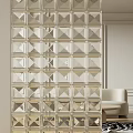 Decorative Glass Block Wall With Various Textured Patterns For Modern Interior Decoration 3d model