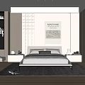 Minimalist Modern Bedroom Interior With Platform Bed Area Rug And Glass Wardrobe Wall Art