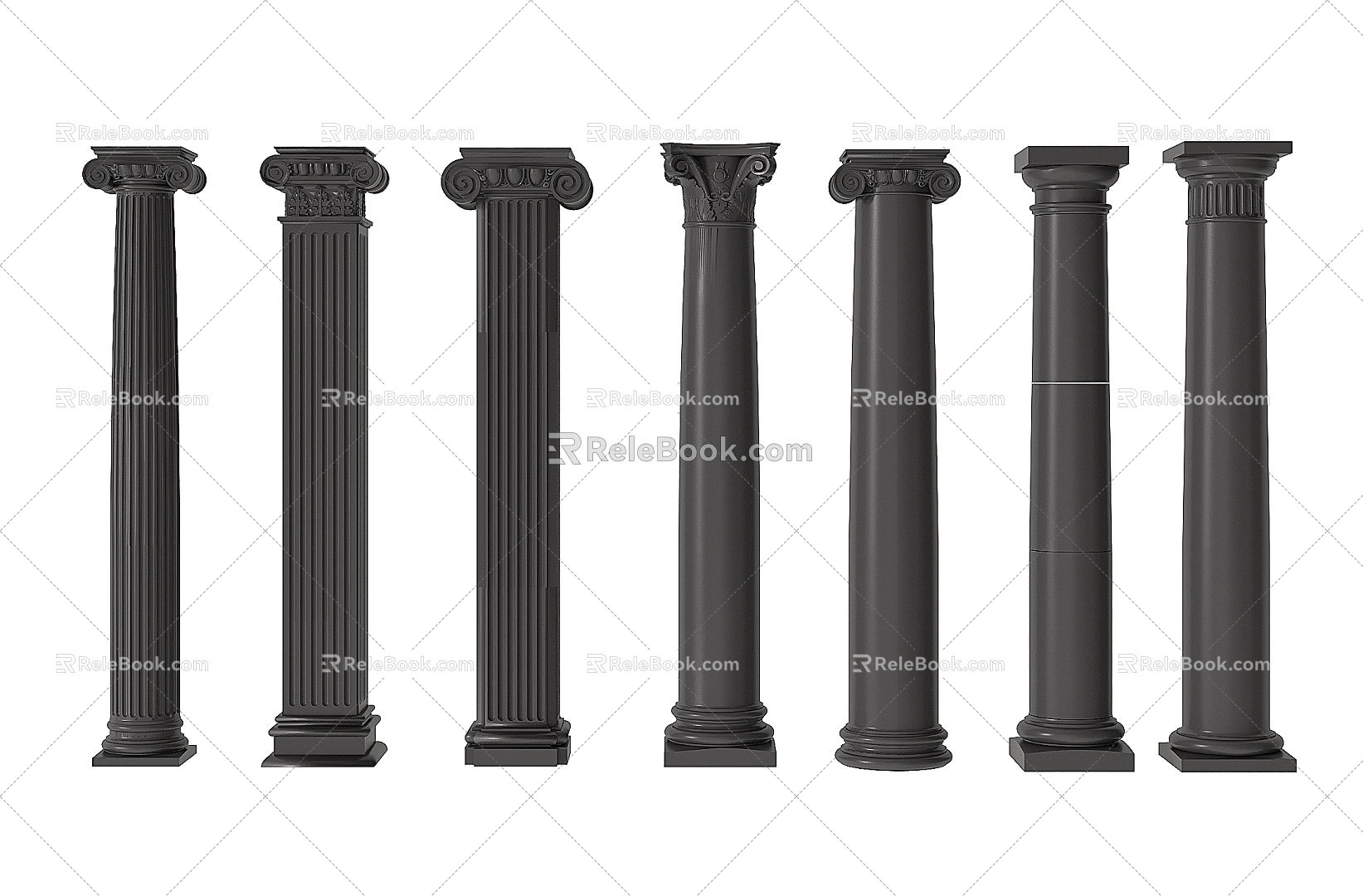 Jane European Columns Roman Columns Carved Columns Gypsum Columns Cylindrical Square Columns 3d model