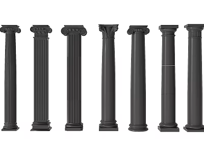 Different Designed Black Roman Columns for Architectural Decoration And Design Elements 3d model