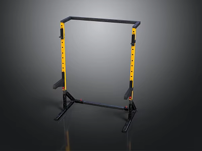 Adjustable Fitness Squat Rack With Black Frame And Yellow Adjustment Pins 3d model