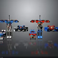 Transformers Robot And Car Toy Models With Blue Red Color Designs 3d model