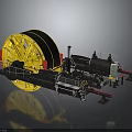Futuristic Sci Fi Yellow Mechanical Wheel Structure With Metallic Components And Advanced Machinery 3d model