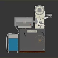 Industrial Machine With Reel Control Panel Wheel And Gray Blue Mechanical Structure Design