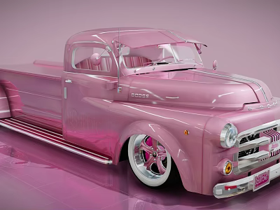 Pink Vintage Truck With Shiny Exterior And Custom Retro Classic Design 3d model