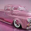 Pink Vintage Truck With Shiny Exterior And Custom Retro Classic Design
