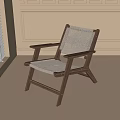 Modern Leisure Chair With Wooden Frame Woven Seat Simple Design Indoor Window Natural Light