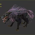 Fierce Mythical Wolf With Blue Fur Glowing Eyes And Sharp Teeth 3d model