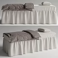 Comfortable Massage Bed With Gray Bed Sheet And White Skirt Design 3d model