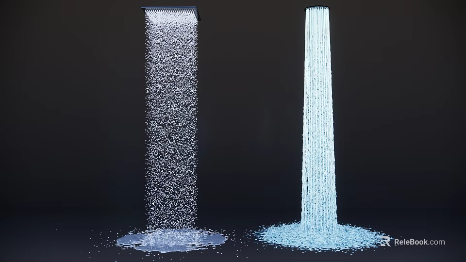 Rainfall Shower Head With Powerful Vertical Water Stream And Splashing Effect 3d model 