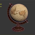 Classic Wooden Globe Decorative Ornament Set With Stand For Home Desktop Decoration