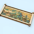 Traditional Chinese Scroll Landscape Painting With Mountain River Scenery Artwork