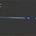 Decorative Fantasy Sword With Metallic Blade Blue Patterns And Brown Leather Hilt