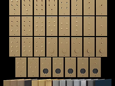 Modern Switch Panels In Gold Silver With Various Button Layouts For Home Interior 3d model