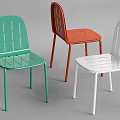 Modern Single Chair Design In Green Orange White With Hollow Back And Metal Legs