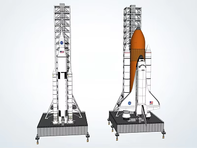 Modern rocket launch tower 3d model
