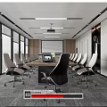 Modern Conference Room Interior With Projection Screen Multiple Chairs And Large Windows 3d model