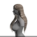 Game Movie Character 3D Model With Long Blonde Curly Hair Upper Body In Black Background