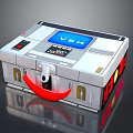 Silver Equipment Case With Blue Digital Screen Red Handle And Control Buttons 3d model
