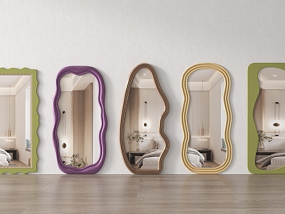 Modern Full-length Mirror Floor Mirror Ins Style Dressed Mirror Shaped Mirror Art Mirror model