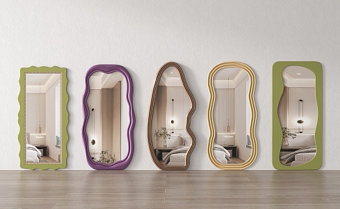 Modern Full-length Mirror Floor Mirror Ins Style Dressed Mirror Shaped Mirror Art Mirror 3d model