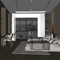 Modern Hotel Room with City View Window Bed Nightstand Desk and Chair