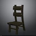 Rustic Wooden Chair With Natural Wood Grain And Sturdy Legs Design