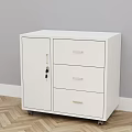 Modern White Storage Cabinet With Lockable Door Three Drawers On Wheels 3d model