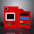 Red Open Portable Electronic Device With Screen And Colorful Control Buttons
