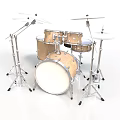Natural Wood Drum Set With Multiple Drums Cymbals And Sturdy Stands For Home Use